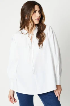 Tie Neck Grandad Collar Shirt