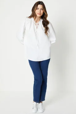 Tie Neck Grandad Collar Shirt