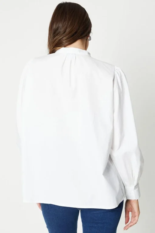 Tie Neck Grandad Collar Shirt