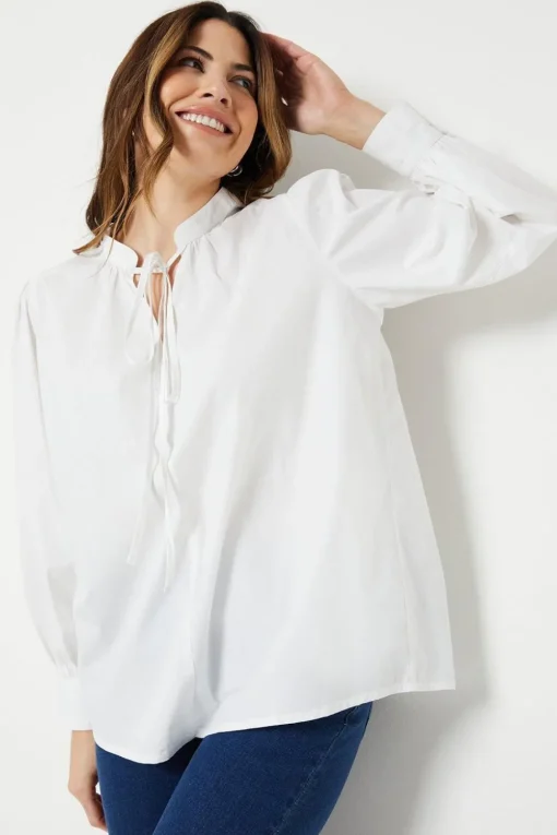 Tie Neck Grandad Collar Shirt