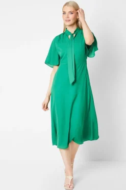 Tie Neck Midi Dress
