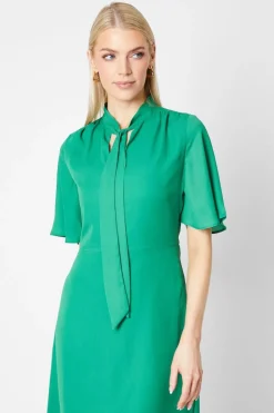 Tie Neck Midi Dress