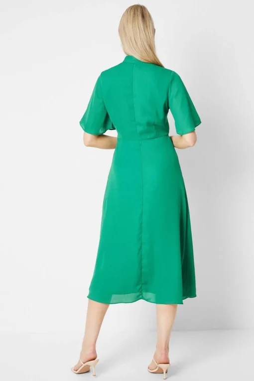 Tie Neck Midi Dress