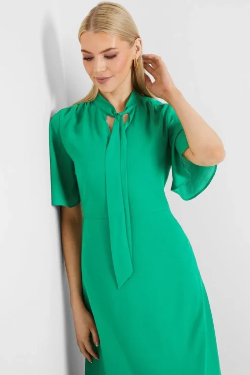 Tie Neck Midi Dress