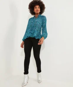 Tie-Neck Animal Print Blouse