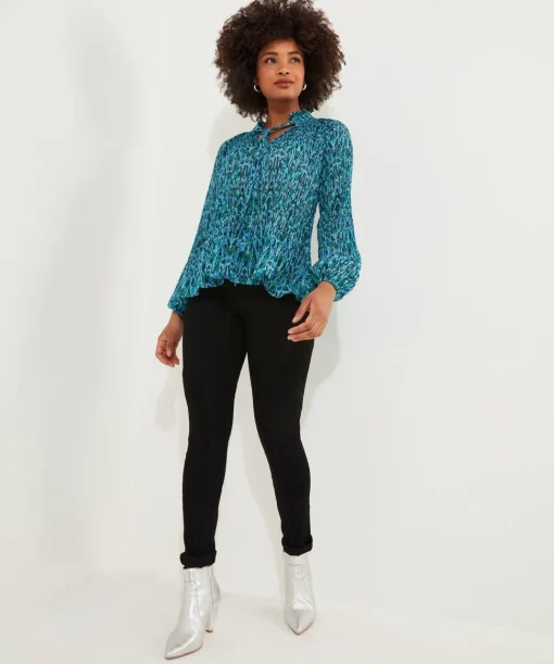 Tie-Neck Animal Print Blouse