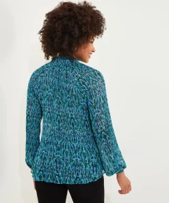 Tie-Neck Animal Print Blouse