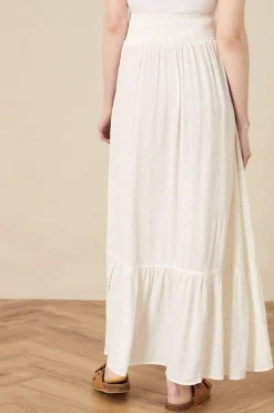 Tiered Foil Print Maxi Skirt