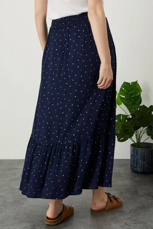Tiered Foil Print Skirt