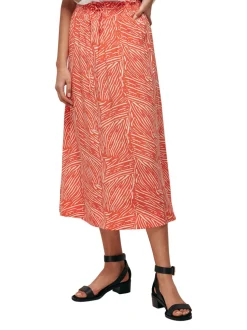 Tiger Palm Smocked Waist Skirt-Animal Print