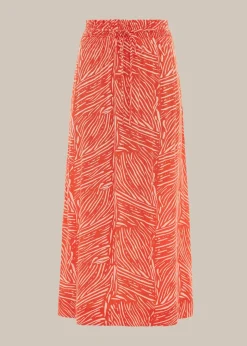 Tiger Palm Smocked Waist Skirt-Animal Print