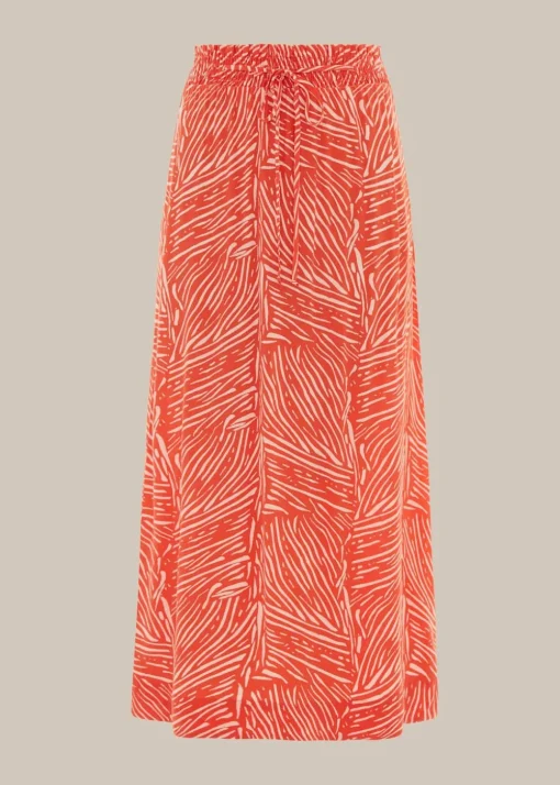 Tiger Palm Smocked Waist Skirt-Animal Print