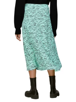 Tiger Print Button Front Skirt-