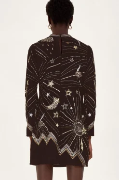 Tina Embroidered Velvet Tunic Dress
