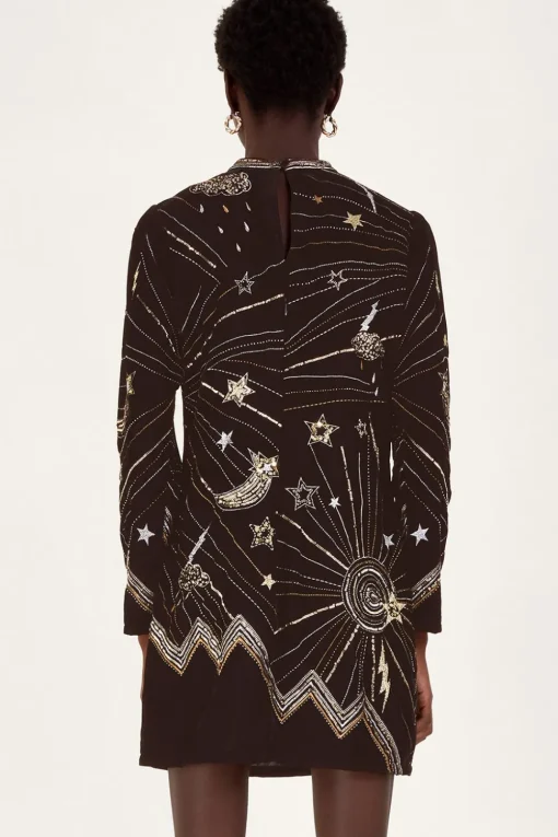 Tina Embroidered Velvet Tunic Dress