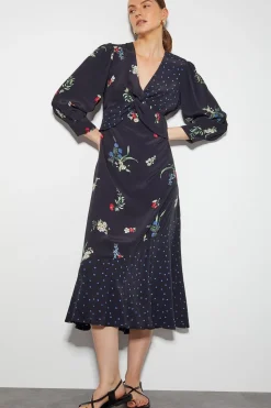 Tina Twist Front Midi Dress Black