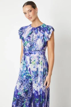 Trailing Floral Print Pleated Leg Jumpsuit