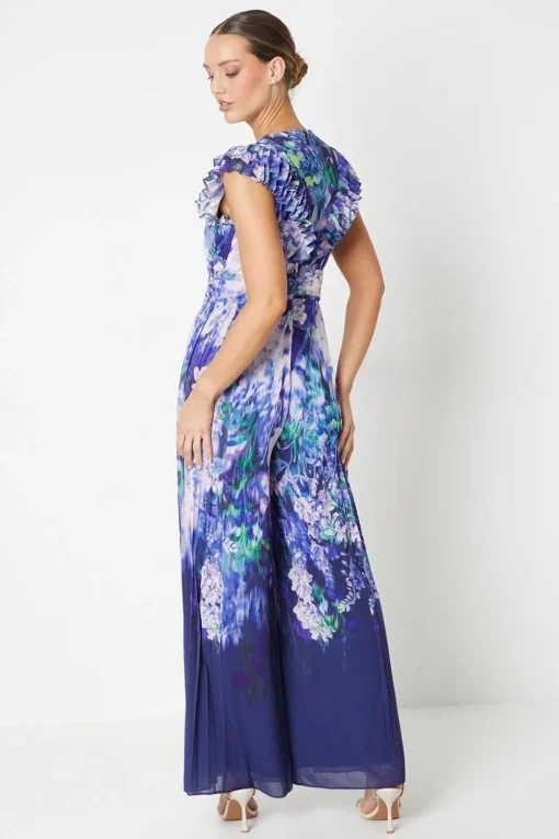 Trailing Floral Print Pleated Leg Jumpsuit