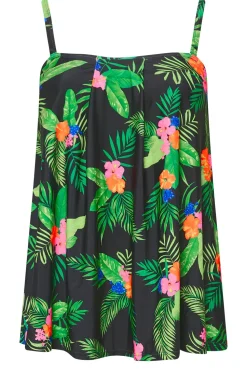 Tropical Print A-Line Tankini Top