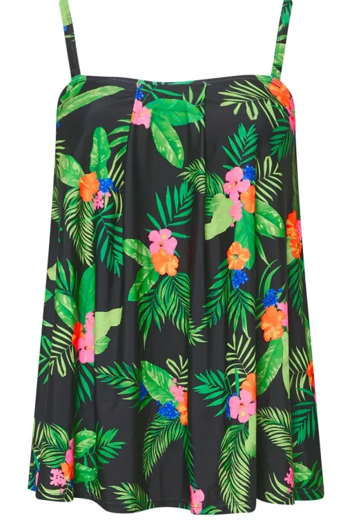Tropical Print A-Line Tankini Top