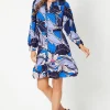 Tropical Print Button Through Shift Dress