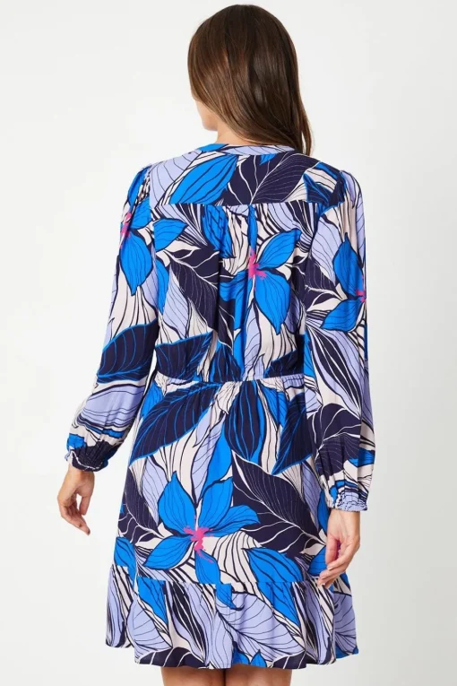 Tropical Print Button Through Shift Dress