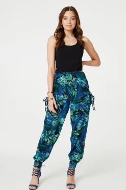 Tropical Print High Waist Harem Pants