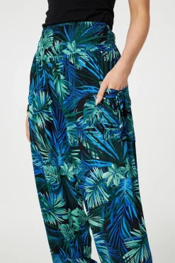 Tropical Print High Waist Harem Pants