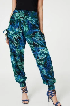 Tropical Print High Waist Harem Pants