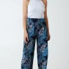 Tropical Print Pleated Wide Legs Trouser