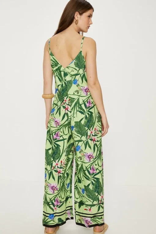 Tropical Print Strappy Jumpsuit