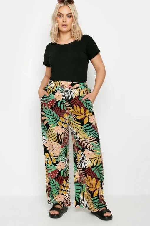 Tropical Print Wide Leg Trousers