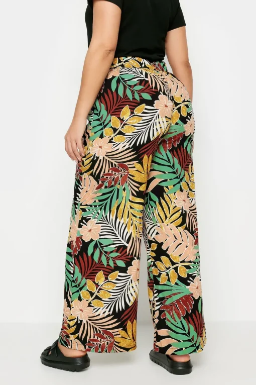 Tropical Print Wide Leg Trousers