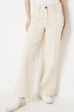 Twill Front Seam Straight Leg Trousers