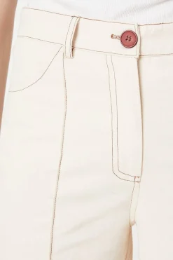 Twill Front Seam Straight Leg Trousers