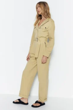 Twill High Neck Belted Utility Boilersuit