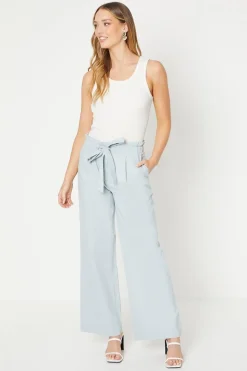 Twill Paperbag Straight Leg Trouser