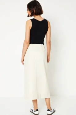 Twill Pocket Midi Skirt
