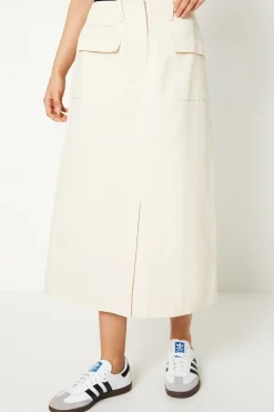Twill Pocket Midi Skirt