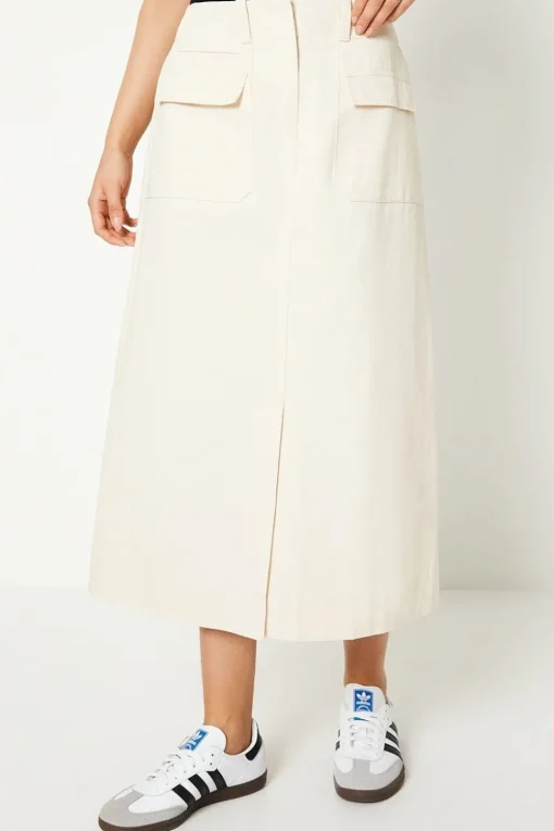 Twill Pocket Midi Skirt