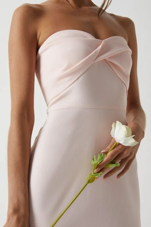 Twist Bandeau Crepe Bridesmaid Dress