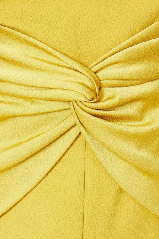 Twist Detail Satin Back Crepe Midi Dress