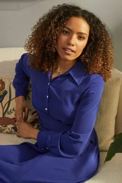 Twist Front Midi Shirt Dress