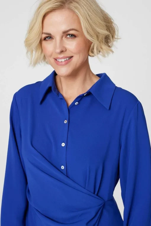 Twist Front Midi Shirt Dress