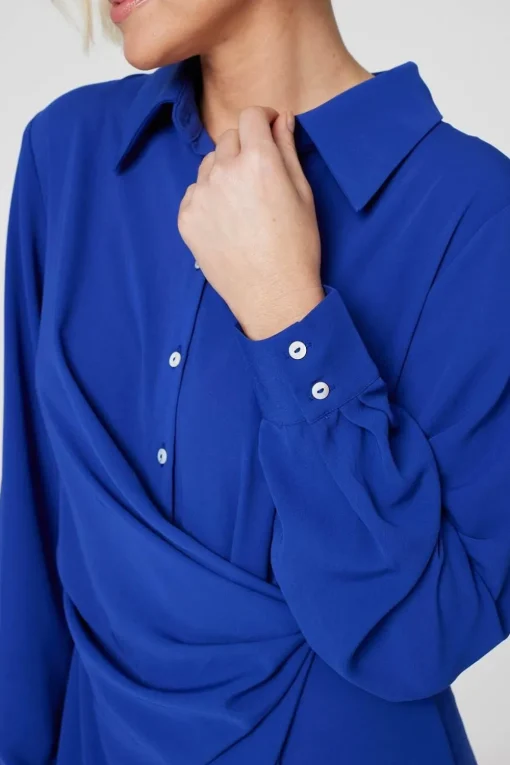 Twist Front Midi Shirt Dress