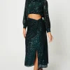 Twist Front Sequin Pencil Skirt