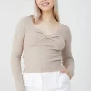 Twisted V-Neck Rib Jumper