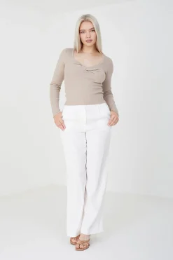 Twisted V-Neck Rib Jumper