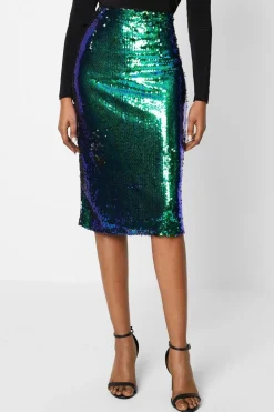 Two Tone Sequin Midi Skirt