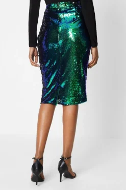 Two Tone Sequin Midi Skirt